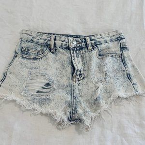 Forever 21 Shorts High Waist White Acid Wash Size 25